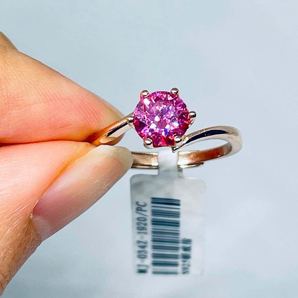New S925 Silver 1 Carat D Color Pink Moissanite Diamond Adjustable Ring